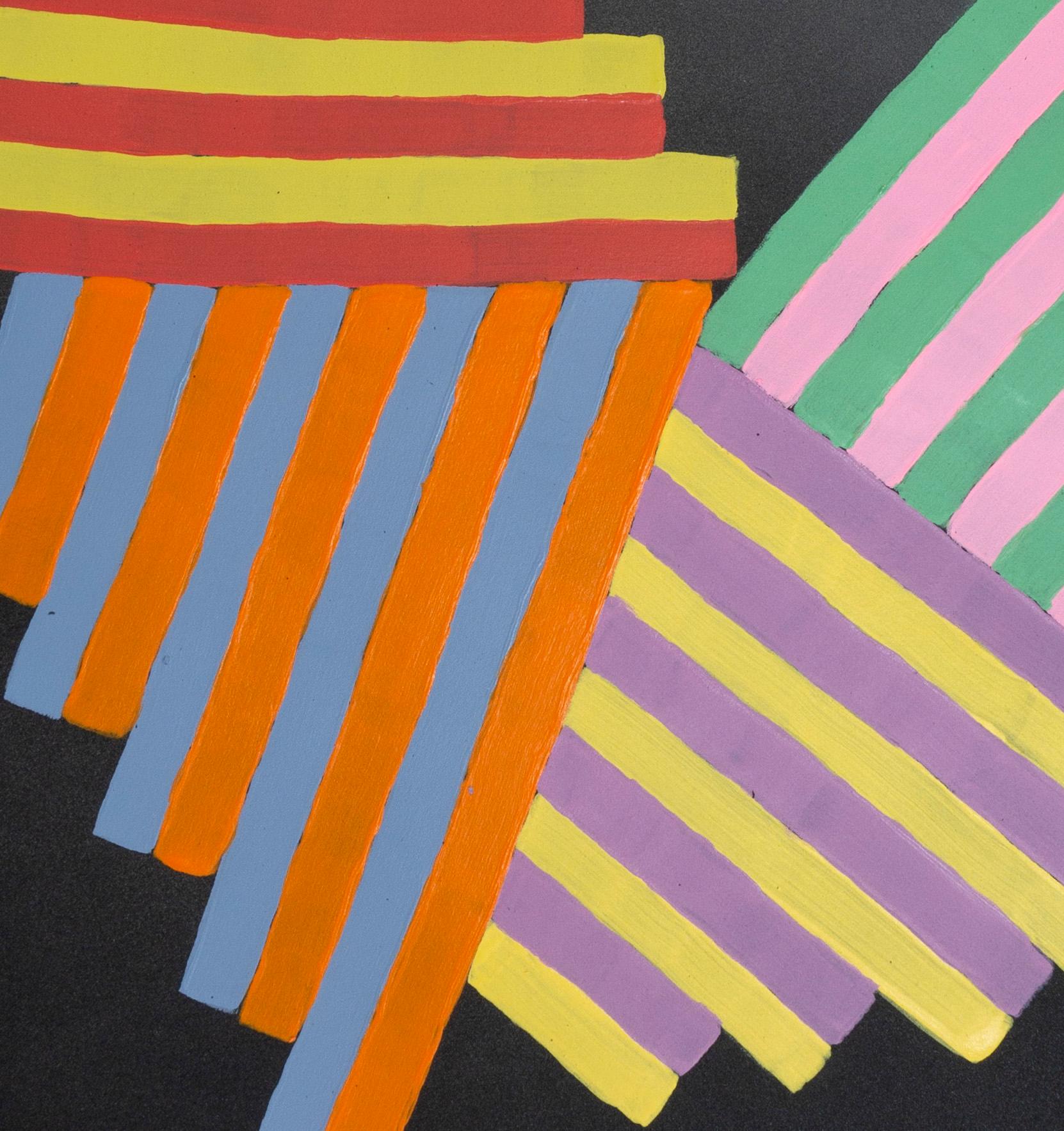 Intérieur Space n°12 : peinture géométrique abstraite sur papier ; bleu, jaune, rouge et noir - Painting de Jay Walker