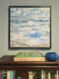 New Jersey #10 - contemporary Impressionist landscape, blue & silver sea / ocean