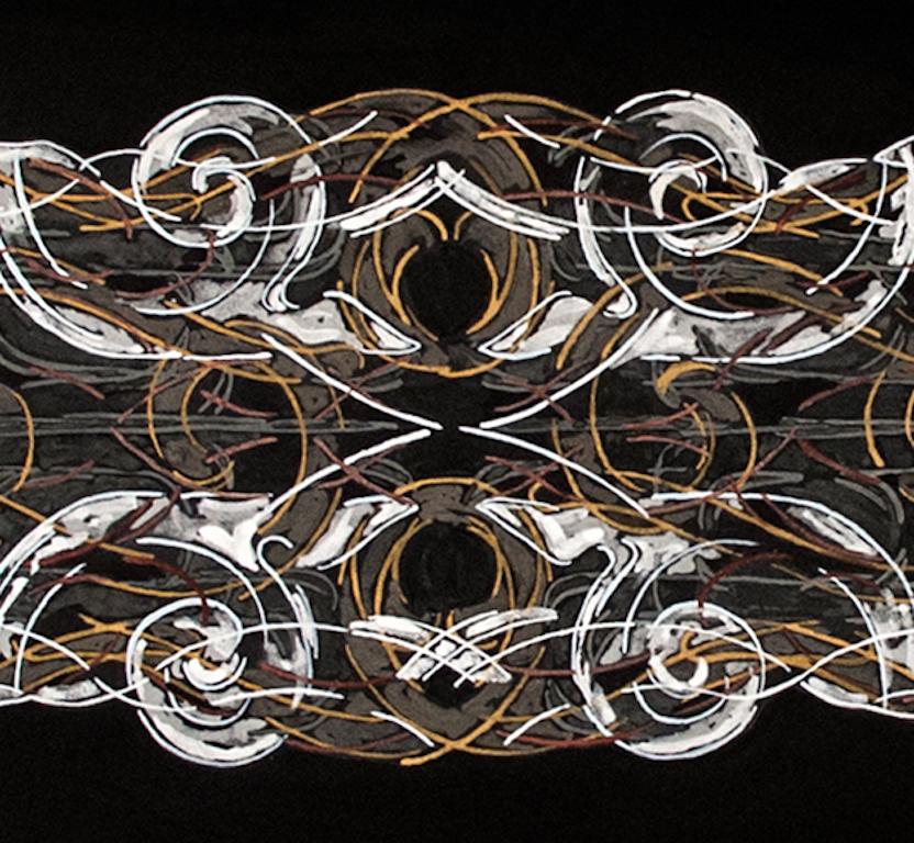 Balaustra II : motif d'architecture italienne abstraite sur noir, comme de la dentelle italienne - Art de Nancy Agati