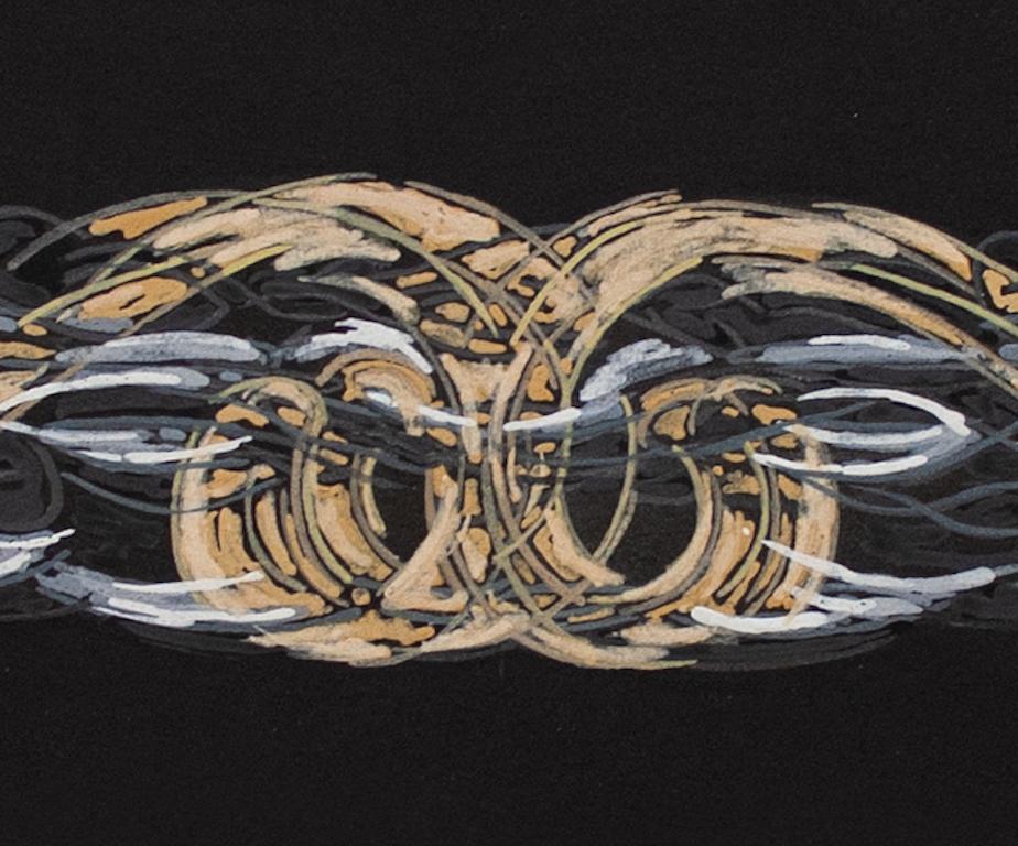 Tessere I – zeitgenössisches abstraktes Gemälde auf schwarzem Kunstpapier, auf Tafel montiert – Painting von Nancy Agati