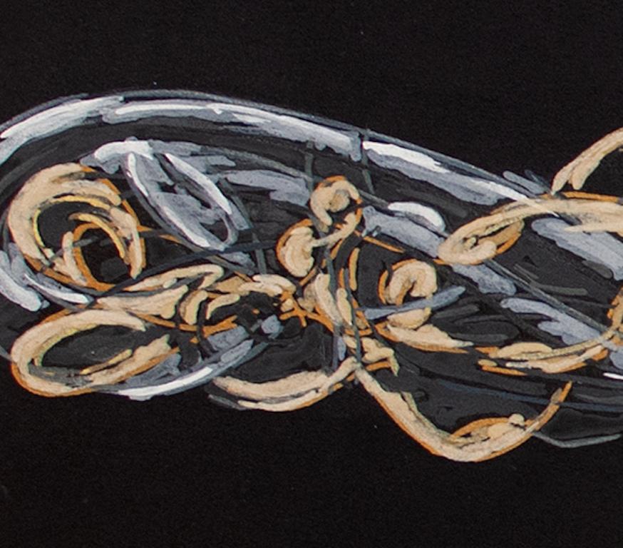 Tessere II: abstraktes Gemälde/Zeichnung auf schwarzem Kunstpapier, auf Tafel aufgezogen, Italien – Painting von Nancy Agati