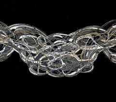 Zeitgenössisches abstraktes Gemälde auf schwarzem Kunstpapier, auf Tafel montiert, Tombolo II