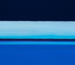 River of Dreams II: abstract landscape painting with blue water and night sky