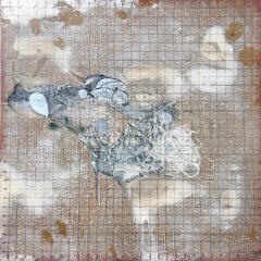 Trinidad II: contemporary abstract painting /drawing on paper, rust w/ metallic
