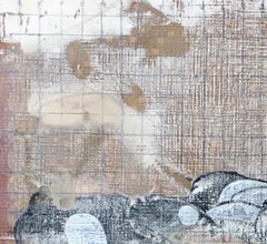 Trinidad II: contemporary abstract painting /drawing on paper, rust w/ metallic