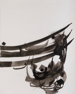 Etude 4 - abstract calligraphy ink drawing / painting on paper, in black & white