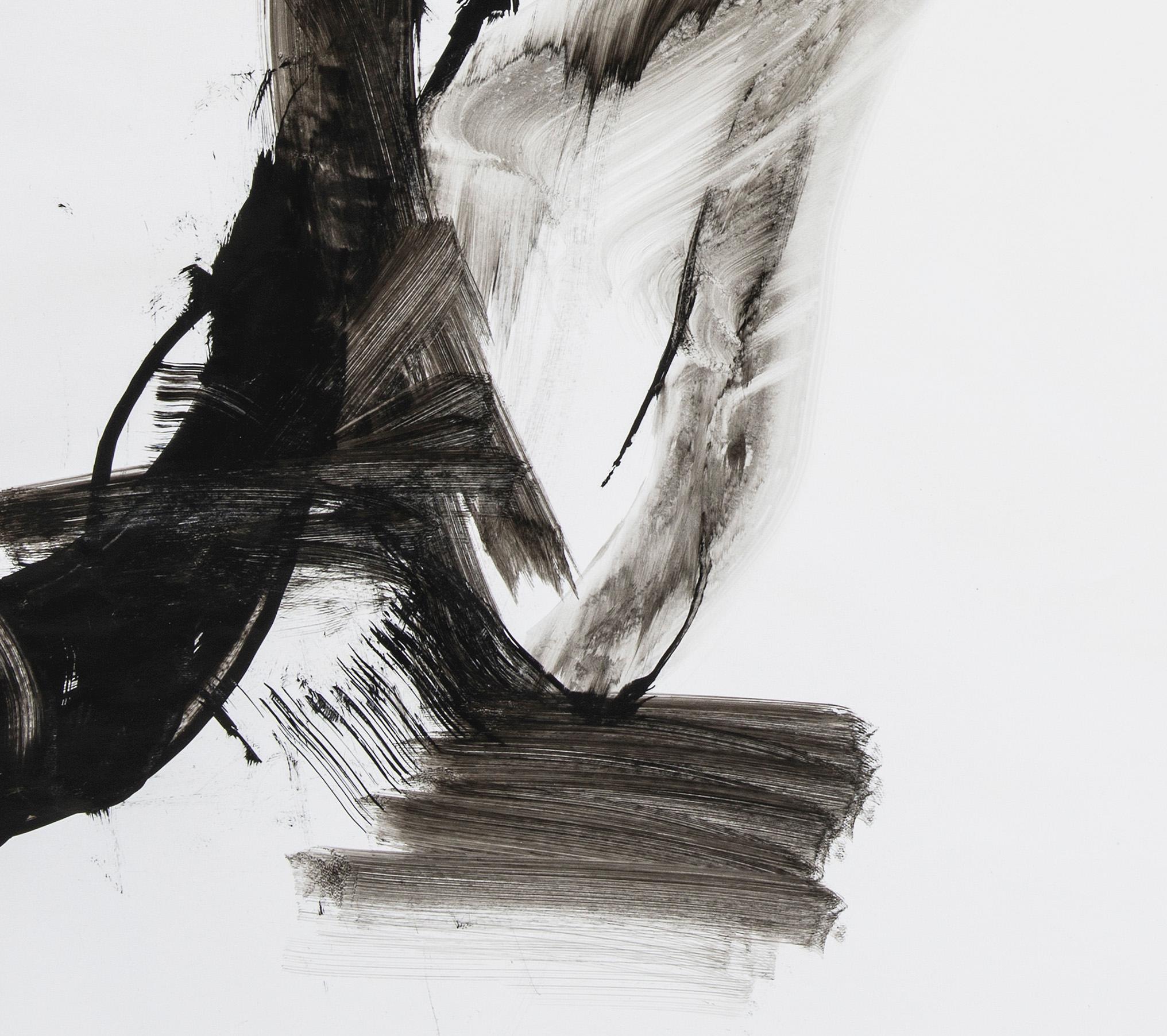 M5 - abstract calligraphy ink wash drawing / painting on paper, in black & white - Art by Nazanin Moghbeli