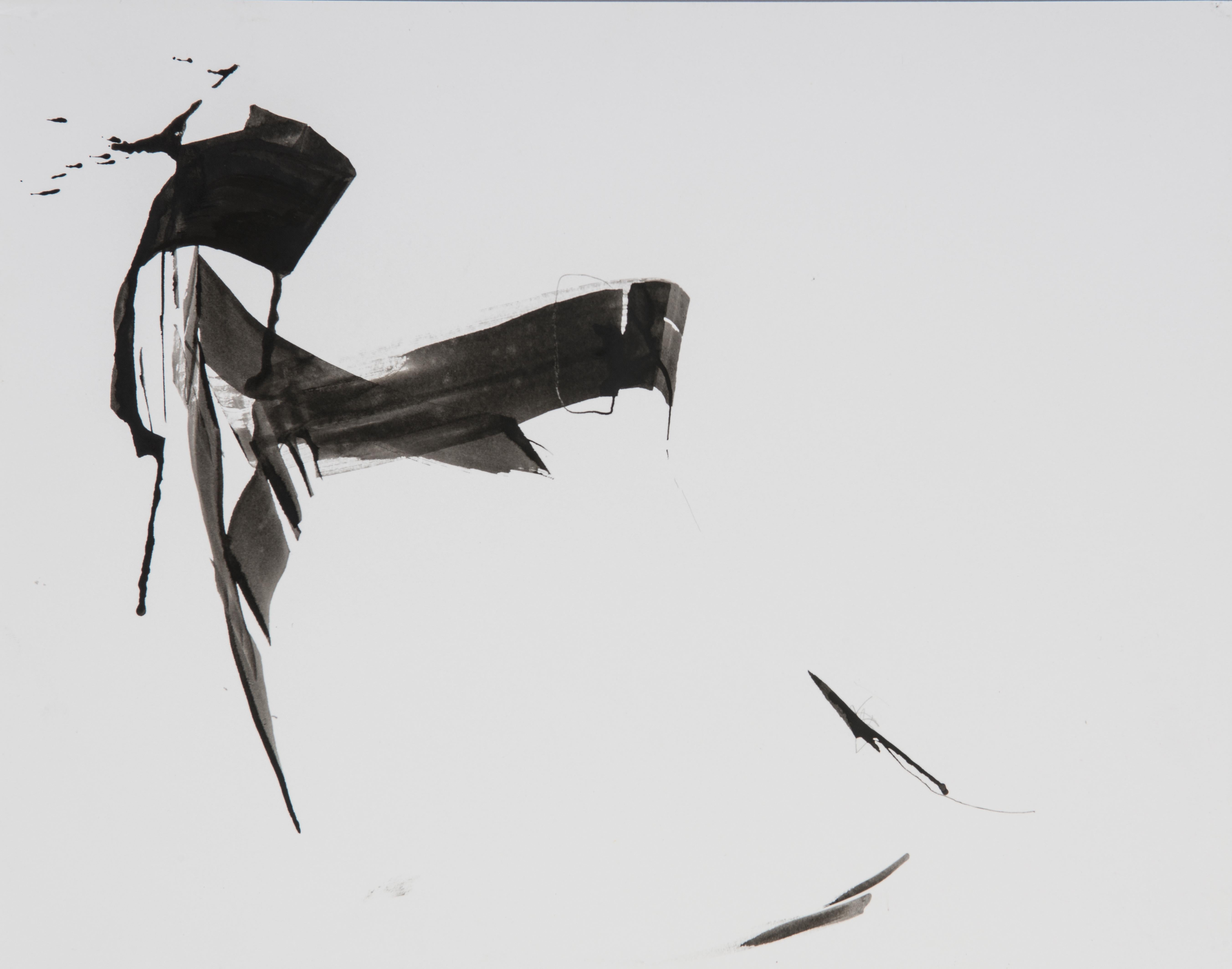M4 - abstract calligraphy ink wash drawing / painting on paper, in black & white