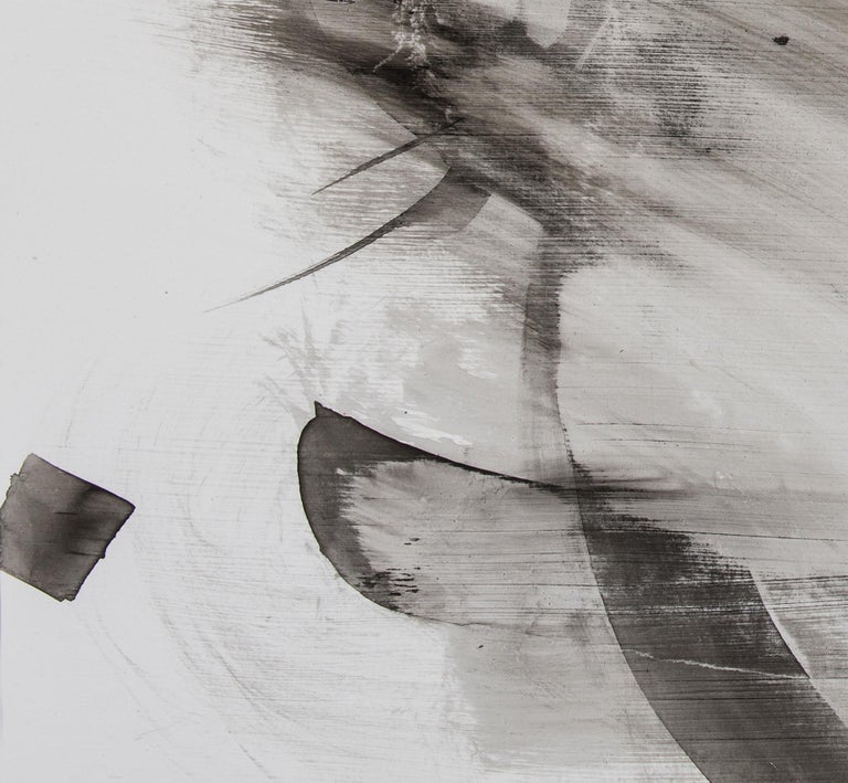 Etude 3 - abstract calligraphy ink drawing / painting on paper, black & white - Abstract Art by Nazanin Moghbeli