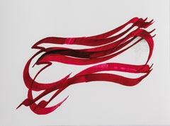 Red Dream: red abstract Islamic calligraphy ink drawing / painting on paper