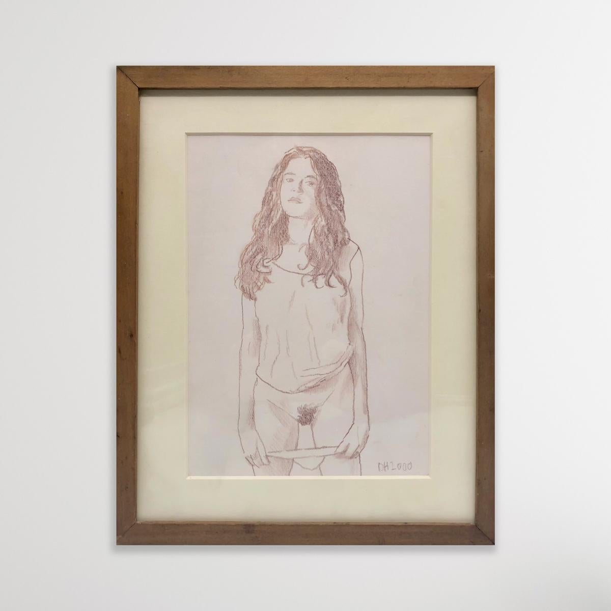 „Regarding Agnes“ – Porträt einer jungen Frau, Zeichnung – Art von Duncan Hannah