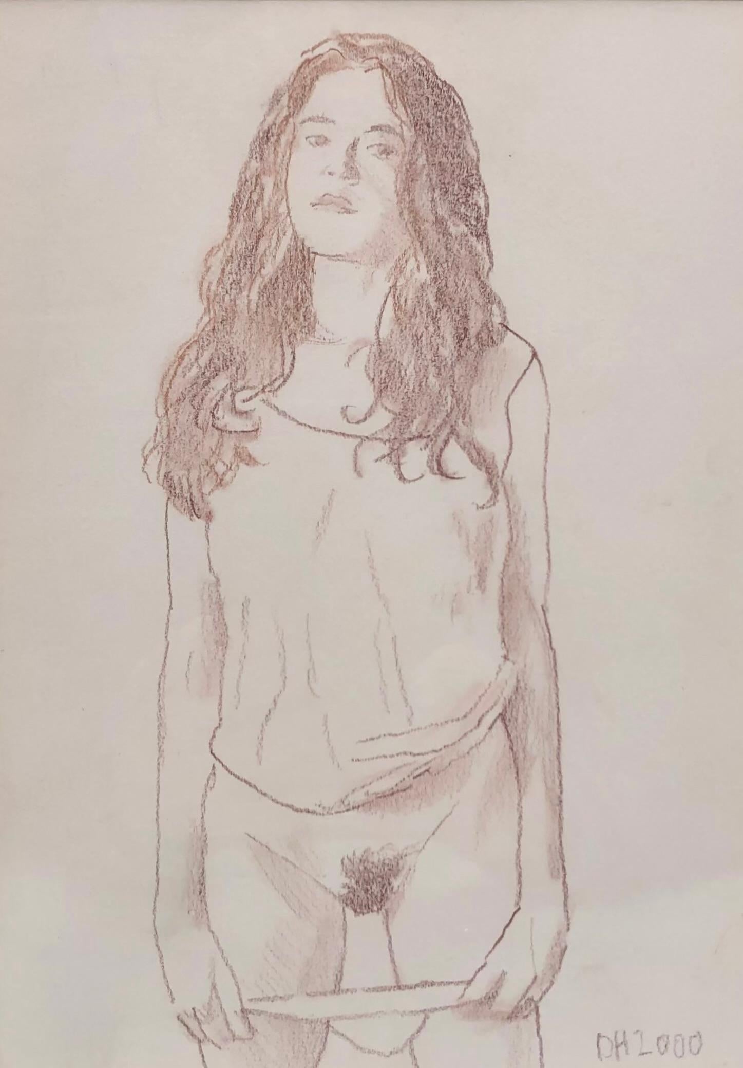 „Regarding Agnes“ – Porträt einer jungen Frau, Zeichnung (Amerikanischer Realismus), Art, von Duncan Hannah