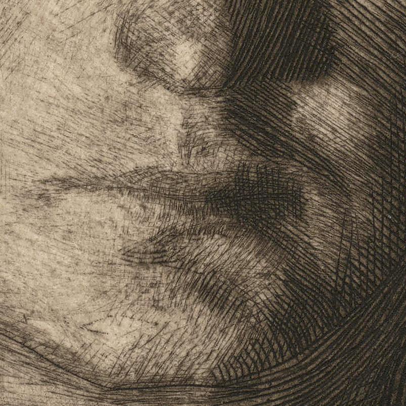 Mujer con las manos cruzadas (Frau Mit Unereinandergelegten Handen) - Portrait Negro de Käthe Kollwitz