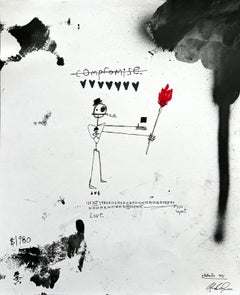 Do Not Compromise Your Dreams - Figurative work on paper with text