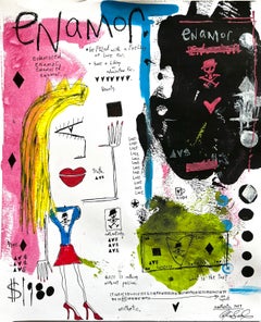 Enamoramiento - Obra figurativa sobre papel con texto