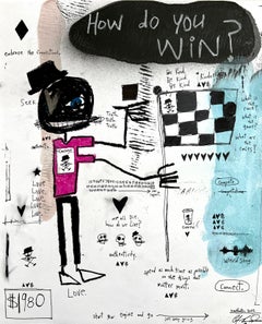 "Cómo se gana" - Obra figurativa sobre papel con texto