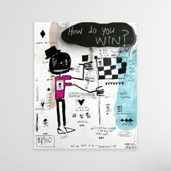 „How Do You Win“ – Figurative Arbeit auf Papier mit Text