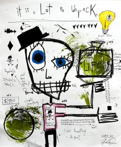 "It's A Lot To Unpack" - Obra figurativa sobre papel con texto