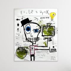 "It's A Lot To Unpack" - Figurative work on paper with text
