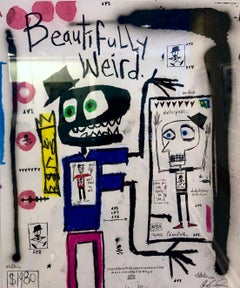 "Beautifully Weird" - Disegno figurativo su carta con testo