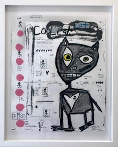 "Cool Cat" - Cat drawing on paper with text