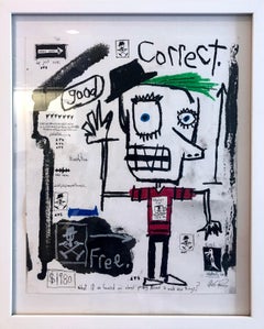 "Correct" - Dessin figuratif sur papier avec texte