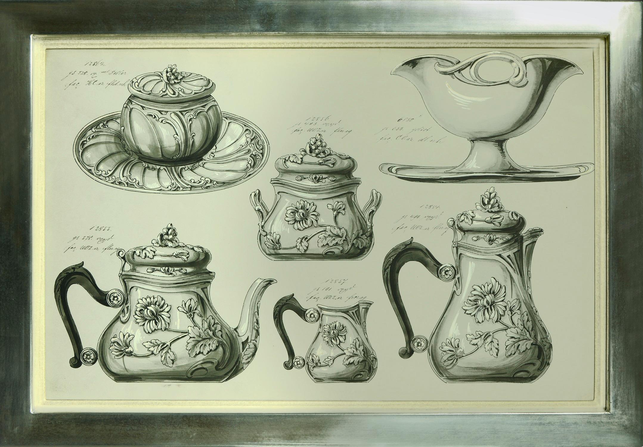 Collection of Watercolour Designs für Silberwaren.