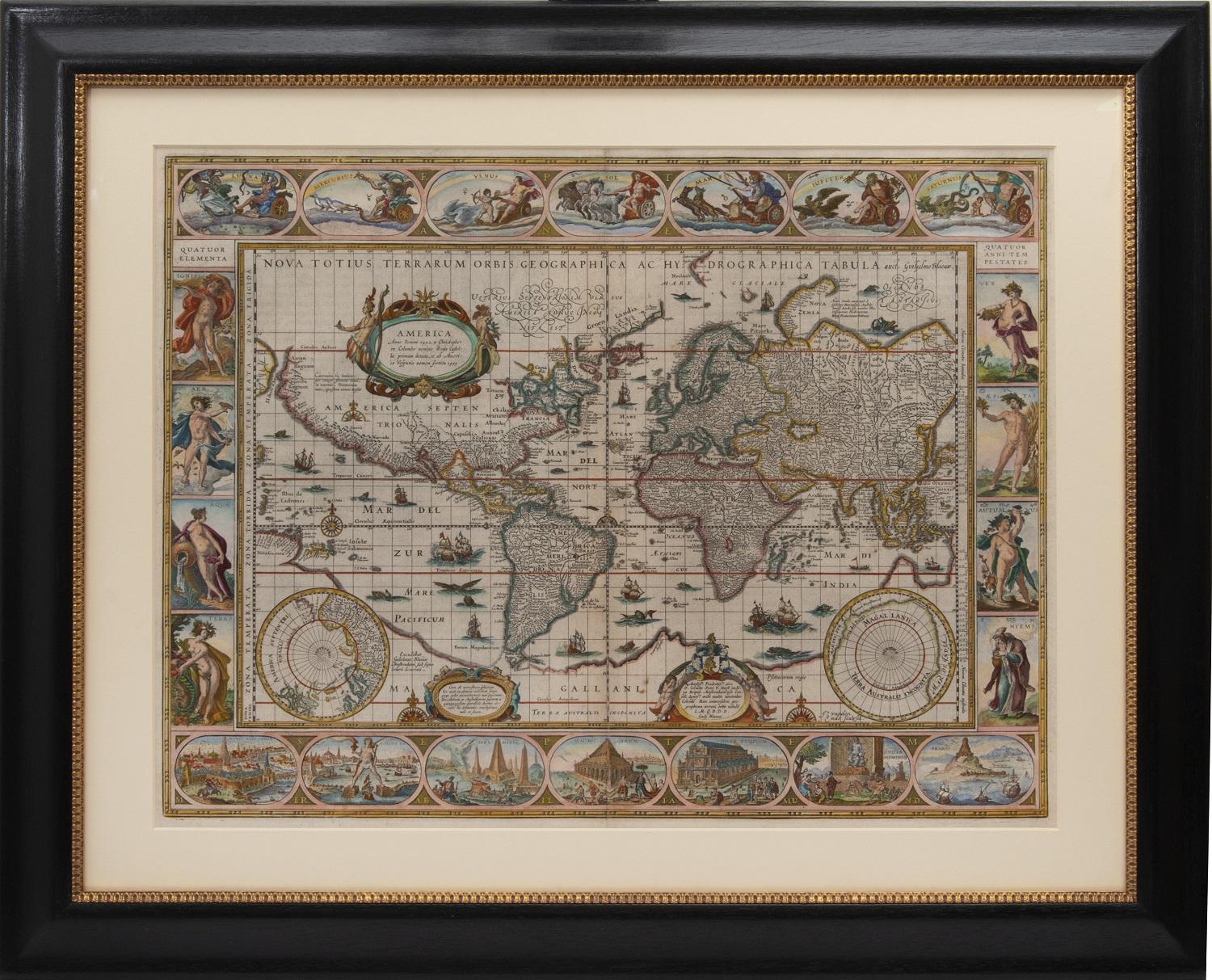 Set of World & Four Continents  - Print by Joan (Johannes) Blaeu