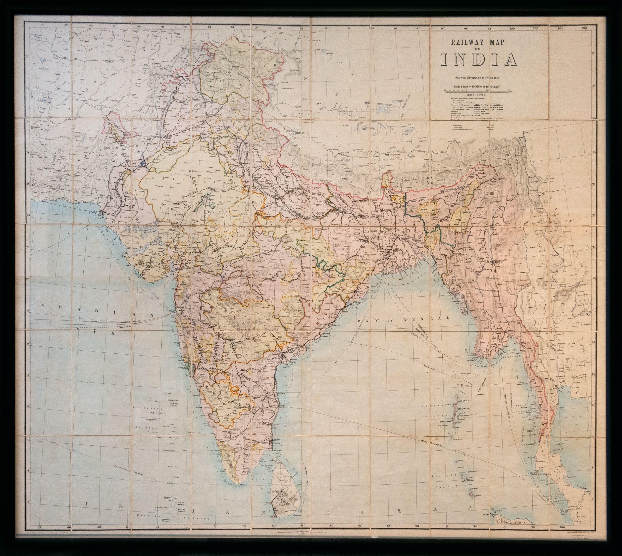 Eisenbahnkarte von Indien.  – Art von Unknown