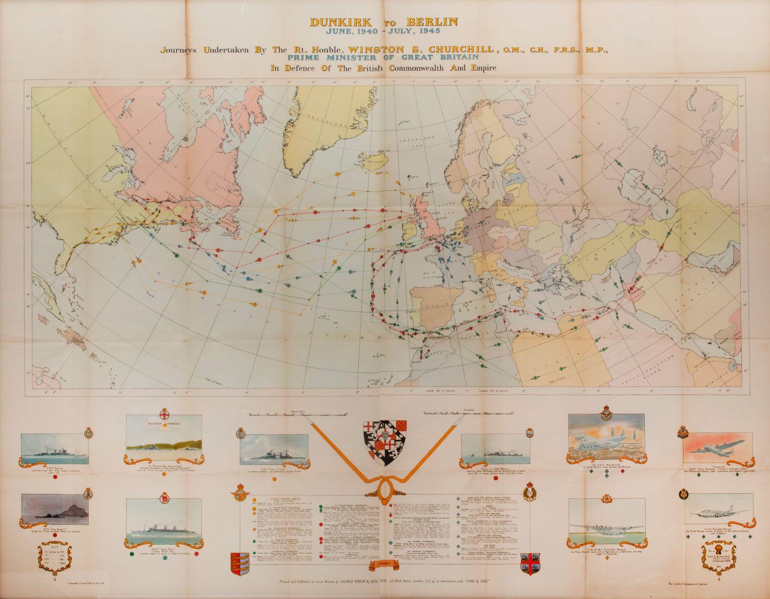 [Karte aus dem Zweiten Weltkrieg] – Dunkirk nach Berlin, Juni 1940. (Sonstige Kunststile), Art, von Unknown