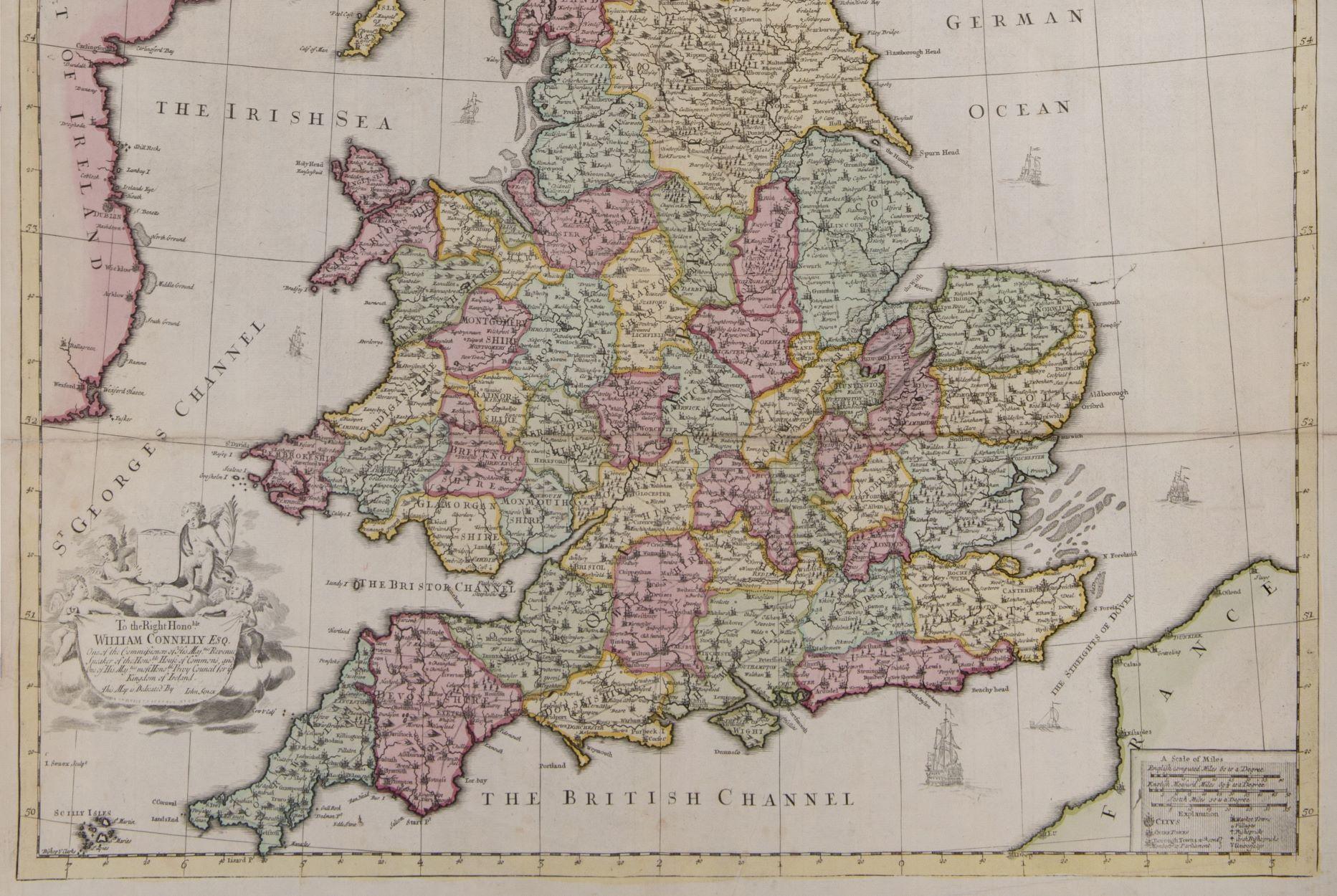 Großbritannien
SENEX, John.
Eine neue Karte von Großbritannien, korrigiert nach den Beobachtungen, die der Royal Society in London mitgeteilt wurden. Von John Senex F.R.S. An den ehrenwerten William Connelly ESQ. Einer der Commissioners of His