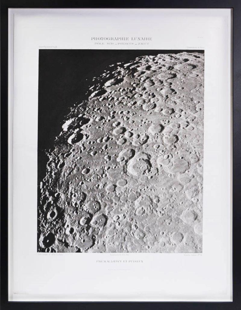 Moritz Loewy; Pierre-Henry Puiseux Black and White Photograph - PÔLE SUD_PITISCUS_ZAGUT.   Héliogravure of the Moon's Surface