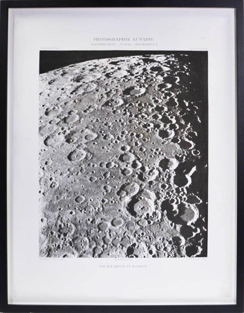 Moritz Loewy; Pierre-Henry Puiseux Black and White Photograph - BOUSSINGAULT _ VLACQ _ MAUROLYC - Héliogravure of the Moon Surface.