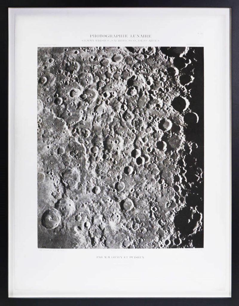 Moritz Loewy; Pierre-Henry Puiseux Black and White Photograph - GEMMA FRISIUS_SACROBOSCO_DESCAR - Héliogravure of the Moon's Surface.