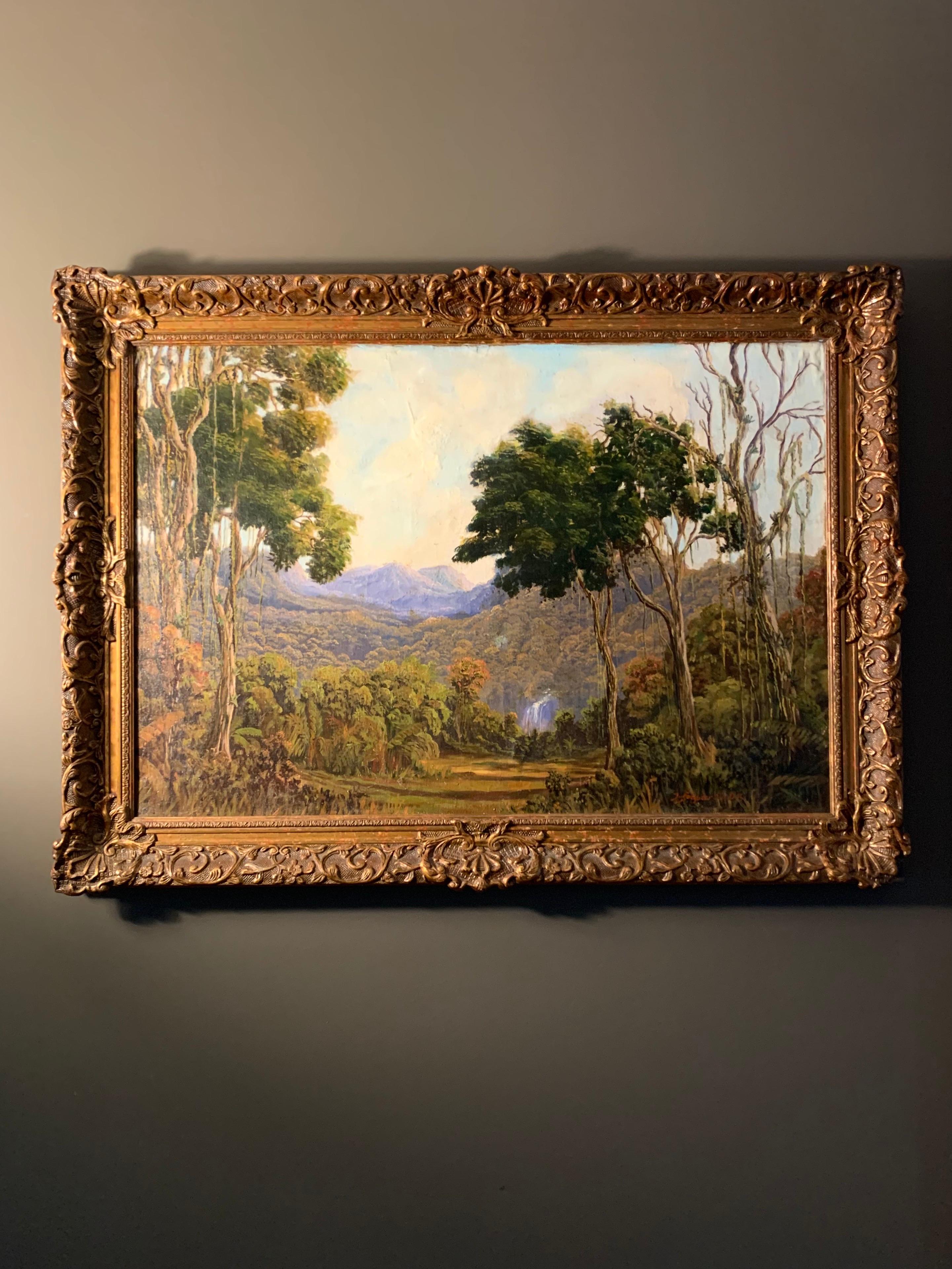 19th century Rainforest Jungle Tropical Landscape Painting Caribbean Asia  1