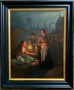 Night market by Candle-light 19th century figurative genre painting