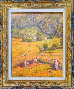 19th century French impressionist painting of a hay harvest - Landscape Van Gogh