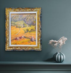 19th century French impressionist painting of a hay harvest - Landscape Van Gogh