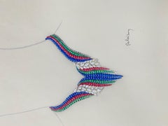 Sketch for a jewel set - necklace - Van Cleef Bulgari Cartier - Flowered Diamond