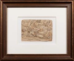 18th century French oriental battle scene skirmish drawing 