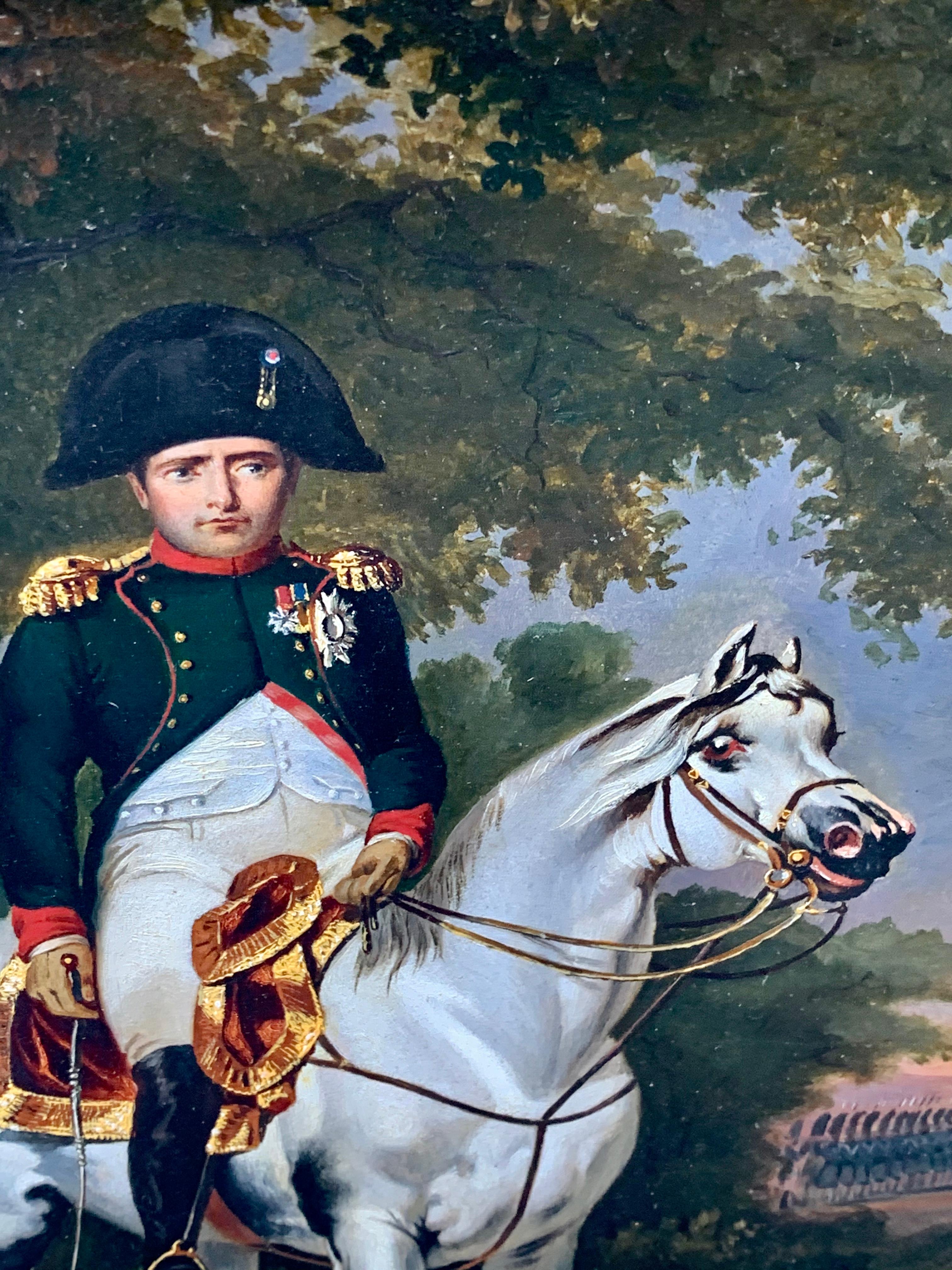 Napoleon Bonaparte on his horse - French school 19th century  - Old Masters Art by Unknown