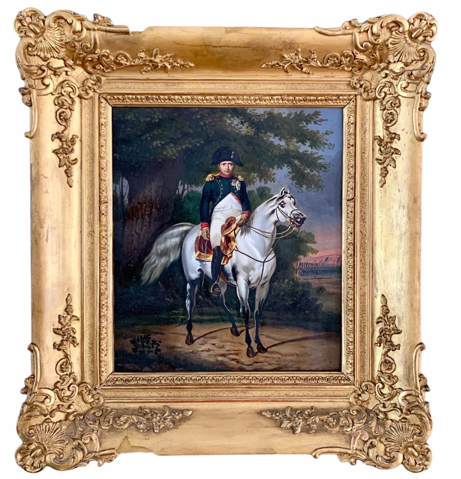 Unknown Portrait - Napoleon Bonaparte on his horse - French school 19th century 