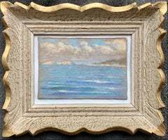 Antique French impressionist Marine pastel painting Cote d'azur