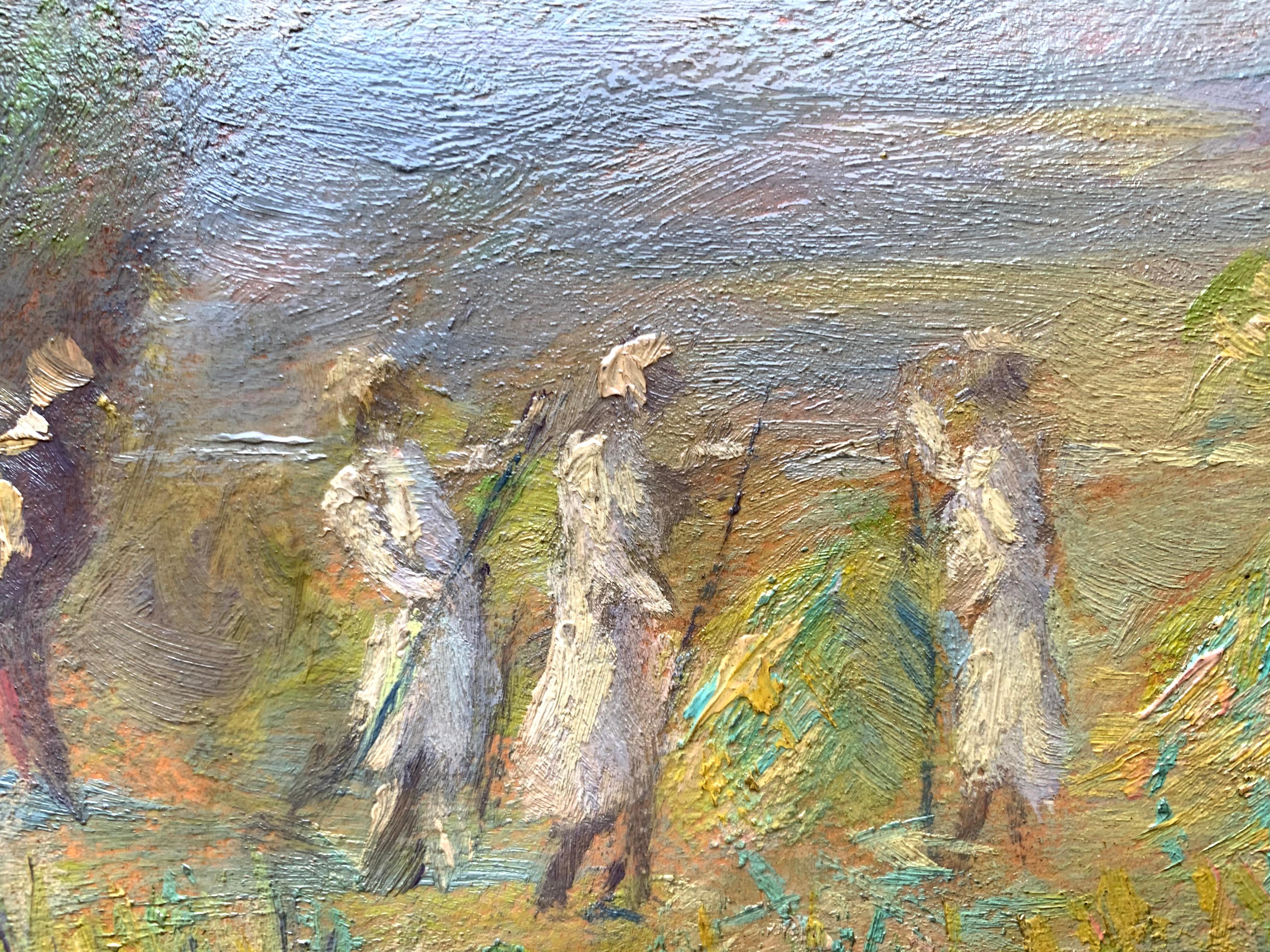 *Special discount, only for a limited time

Wonderful and vibrant French impressionist painting depicting a hay harvest in the country side. Painted with swift and confident brush-strokes this work wonderfully captures the spirit of French