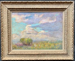 French 19th century Impressionist landscape painting of a Hay Harvest Monet