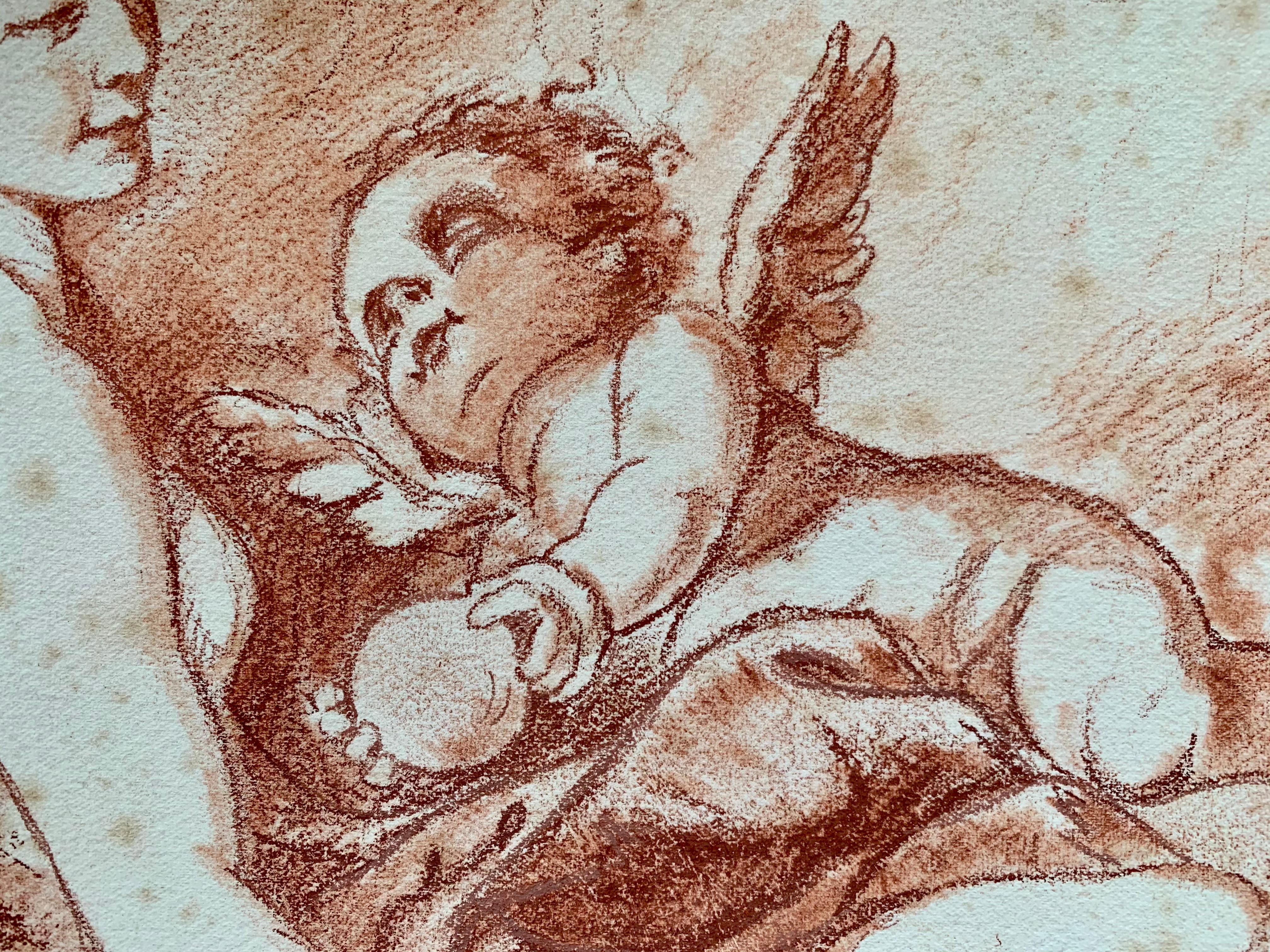 Large Pair 18th century French Rococo Drawings - Figurative Putti Romantic Venus 4