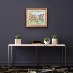 French 19th Century impressionist Landscape gouache - Nature Forest