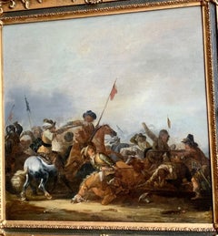 17th century Dutch Old Master painting - Cavalry Skirmish Battle War Fight