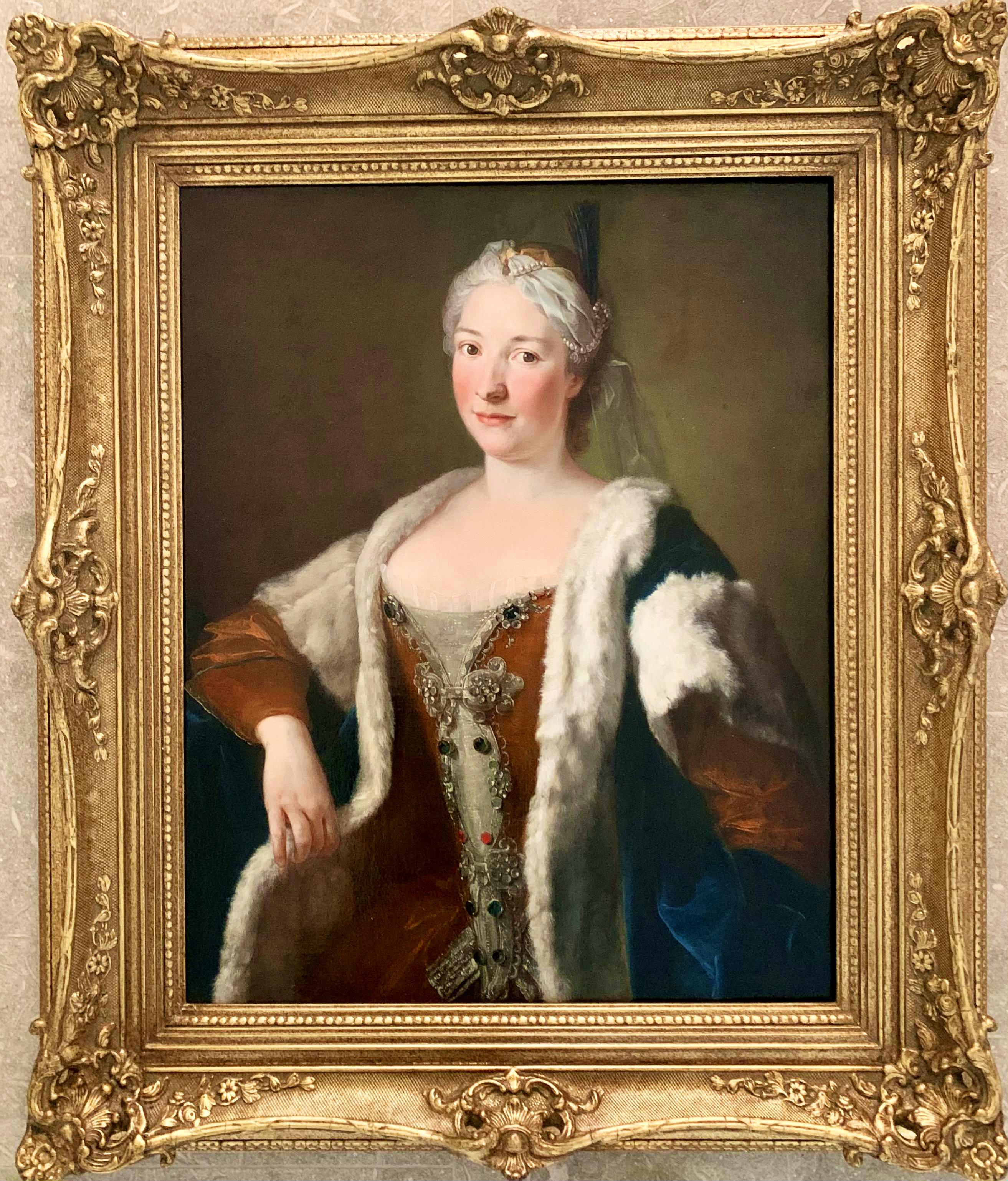 18th century French Old Master Portrait of a woman - Female Oriental Queen For Sale 6