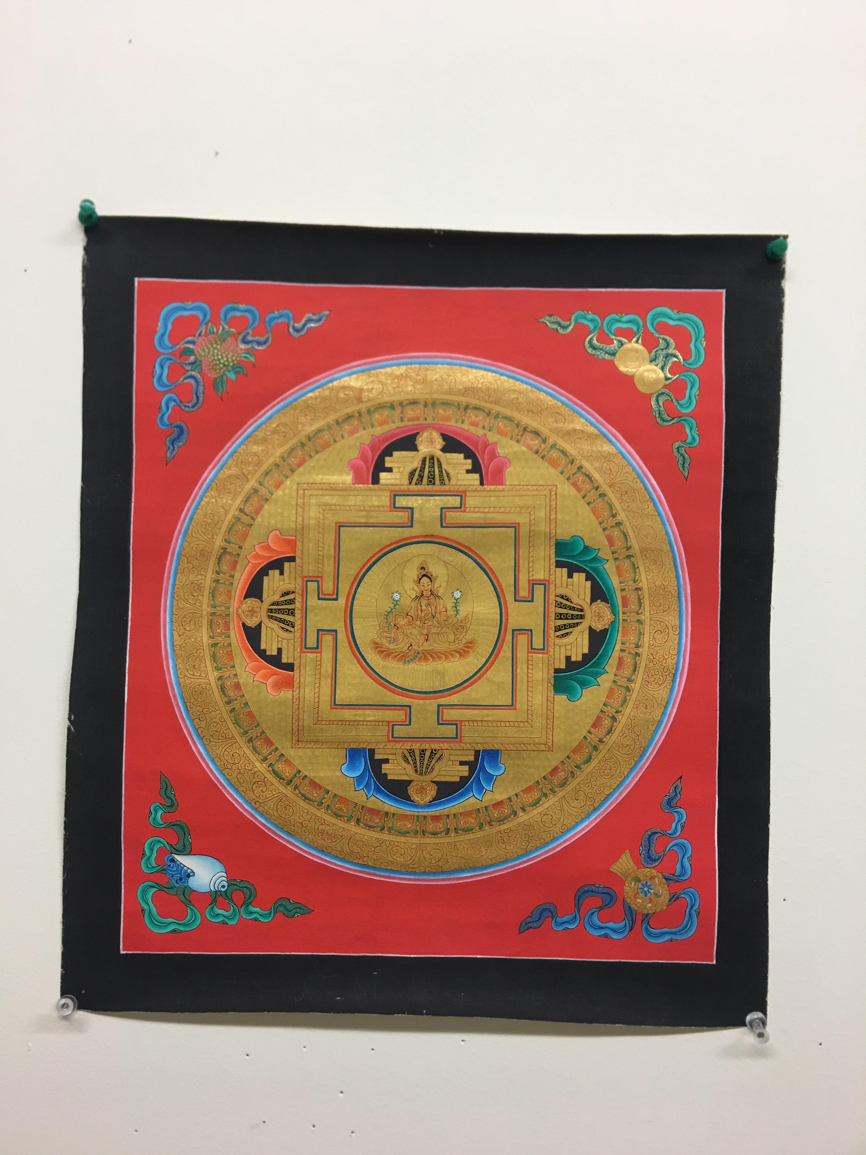 Gold Bajra Mandala Thangka  - Art by Unknown